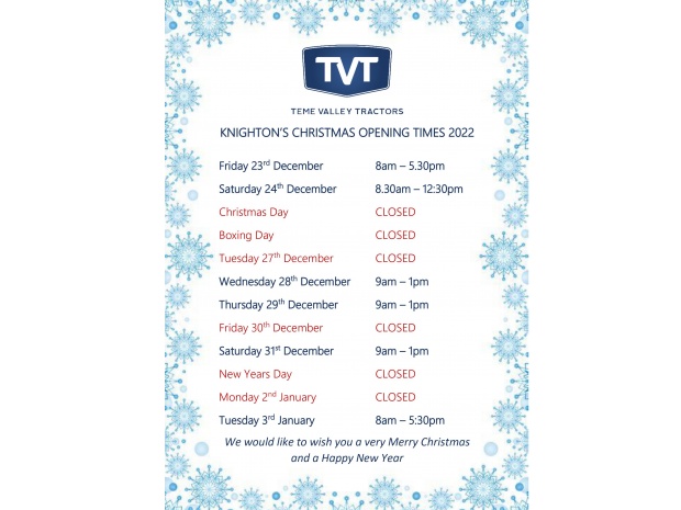 Knighton Christmas Opening Times 2022